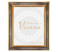 BIRAPA Marco de fotos dorado Vienna 40 x 40 cm - Marco de fotos vintage en azul y dorado, marco de fotos de madera con moldura interior y exterior, marco de fotos