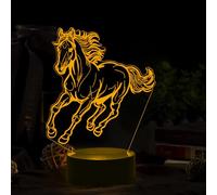 BIRBANN Lámpara de Caballo 3D para Niños - Luz Nocturna con Ilusión Óptica, 7 Colores Cambiables por Control Táctil, USB Recargable, Decoración para Dormitorio Infantil (Regalo Cumpleaños/Navidad)