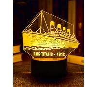 BIRBANN Lámpara Titanic, 7 colores variables táctiles, lámpara 3D, para habitación infantil, decoración del Titanic, regalos para niños y niñas