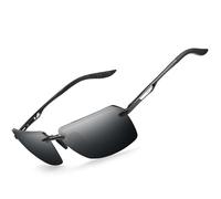 Bircenpro Gafas de sol polarizadas clásicas para hombres: protección UV400 gafas de sol retro ultraligeras gafas sin marco para conducir pesca, A - Black Frame Black Lens, Talla única para todos