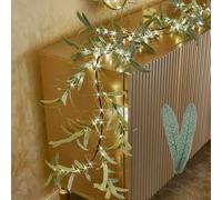 Birchlitland Guirnalda iluminada de oliva funciona con pilas con temporizador de 6 pies 96 luces LED de hadas de imitación con luces para chimenea, pared, patio, boda y decoración de vacaciones