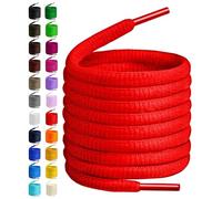 BIRCH's Oval Shoelaces 27 Colors Half Round 1/4" Shoe Laces 4 Different Lengths, rojo, 45.5"(115cm) L