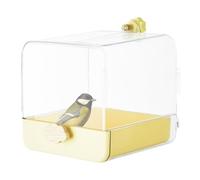 Bird Bath Cage | Pet Parrot Bath Box With Hook & Bottom Drawer | Easy Clean Pet Bàath Accessory For Most Bird Cages, White & Yellow Small Animal Bathing Station | Indoor Outdoor Bùird Care