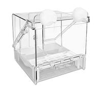 Bird Bath for Cage - Clear Bathtub for Pet Birds | Transparent Hanging Bath Box with Spill Guard Edge & Easy Mount Hooks for Aviary Feeding Areas Cockatiel Conure Lovebird Finch Cockatoo Care