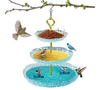 Bird Bath for Outside, 3-Tier Outdoor Garden Birdbath, Sturdy Wildlife Feeder Tray, Weather-Resistant Food & Water Bowl, Decorative Design for Patio Backyard Decking