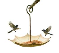 Bird Bath For Outside Umbrella Shape Hanging Feeder Water Plate | Lightweight ABS and iron umbrella dish serves as a charming hanging water station and wild bird food holder.