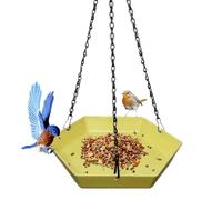 Bird Bath, Polygonal Hanging Bird Feeder Bowl, Decorative Water Dish for Porch, Balcony, Terrace, Indoor Park and Birdwatching, 8.66x8.66x1.57 Inches, Yellow, Blue, Green, Black