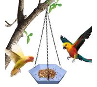 Bird Bath, Polygonal Hanging Bird Feeder Bowl, Decorative Water Dish for Porch, Balcony, Terrace, Indoor Park and Birdwatching, 8.66x8.66x1.57 Inches, Yellow, Blue, Green, Black