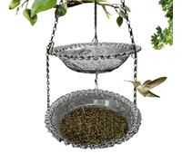 Bird Bath, Small Outdoor Drinking Feeding Pool, Cages & Accessories for Birds, & Stable, for Yard Garden Deck Patio Pavilion Morning Indoor Use, 9.25x9.25x2.17 Inches