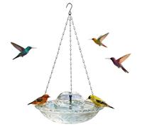 Bird Bath - Solar Hanging Fountain, Outdoor Water Bowl | Metal Chain Bird Bath Decor, Garden Patio Yard Backyard Hummingbird Finch Parakeet Feeder Viewing Station