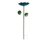 Bird Bath Vintage, Iron Garden Basin, Flower Shaped Outdoor Water Feeder with Rust Resistant Coating, Bird Drinking Bowl, Elegant Floral Decorative Design, Backyard Courtyard Garden Wildlife Station