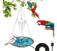Bird Bath with USB Charging Fountain Pump, Waterproof Hanging Hummingbird Feeder and Bath Combo, Solar-Powered Garden Decoration for Patios, Lawns, Balconies, Outdoor Spaces