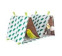 Bird Bed, Double Cave Parrot Nest, Triangle Hanging Design, Breathable Cozy Fabric, Enrichment Rest Spot, Soft Interior Lining, Easy Cage Setup, Perfect for Sleeping, Outdoor 11.81x8.66x6.69 inches