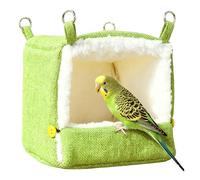 Bird Bed - Heated Hammock for Cockatiels Conures Lovebirds | Soft Parrot Bed Heating Mat with 5 Adjustable Temperature Levels, Cozys Nest for Small Birds Hamster Cockatoos, 17x17x21cm Green Pink Brown
