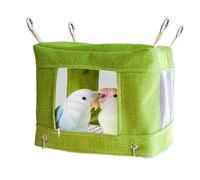 Bird Bed - Parrot Nest | Sleeping Nest Tent with Vented Mesh Bottom | Breathable Cotton Linen, Stainless Steel Mesh, for Canary Finch Parakeet Breeding Playing Resting, 18x18x14cm