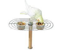 Bird Bowls, Parrot Perch Stand Toy, Hangable Clear Bowl with 6 Inch Diameter, Deck Birds Bowls for Conures, Budgies, African Greys, Backyard, Balcony, Patio, Garden, White