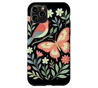 Bird Butterfly Scandinavian Folk Art Nature Moth Cottagecore Carcasa para iPhone 11 Pro