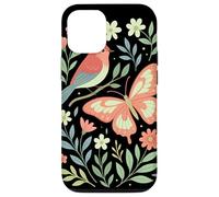 Bird Butterfly Scandinavian Folk Art Nature Moth Cottagecore Carcasa para iPhone 12/12 Pro