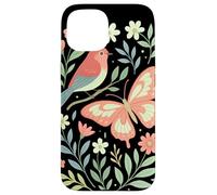 Bird Butterfly Scandinavian Folk Art Nature Moth Cottagecore Carcasa para iPhone 15