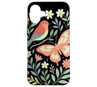 Bird Butterfly Scandinavian Folk Art Nature Moth Cottagecore Carcasa para iPhone 16 Plus