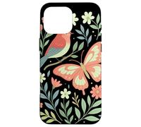 Bird Butterfly Scandinavian Folk Art Nature Moth Cottagecore Carcasa para iPhone 16 Pro MAX