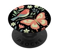 Bird Butterfly Scandinavian Folk Art Nature Moth Cottagecore PopSockets PopGrip Adhesivo