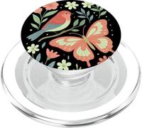 Bird Butterfly Scandinavian Folk Art Nature Moth Cottagecore PopSockets PopGrip para MagSafe