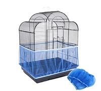 Bird Cage Cover, Universal Nylon Mesh Pet Birds Parrot Cage Seed Catcher Cover Shell Soft Ventilated Birdcage Skirt M Tamaño (Azul)