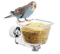 Bird Cage Feeder - Clear 4 Inch Finch Bowl | Anti-Tip Cockatiel Feeder, Food and Water Bowl For Cage, Parakeet Macaw Finch Lovebird Conure, Spill-Proof Small Bird Feeding Accessory