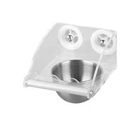 Bird Cage Feeder, Stainless Steel Parrot Food Bowl, Waterproof Transparent Feeder with Perch for Budgies, Cockatiels, Finches, Conures, Parakeets, Lovebirds, 4.33x5.91x4.13 Inches