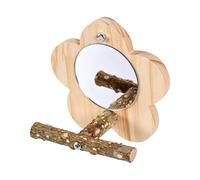 Bird Cage Mirror - Funny Finch Mirror with Wooden Perch | Parakeet Toys | Parakeet Cage Toys Wear-Resistant Home Cage Activity Mirror Wide to Application wooden