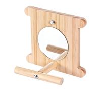 Bird Cage Mirror - Funny Finch Mirror with Wooden Perch | Parakeet Toys | Parakeet Cage Toys Wear-Resistant Home Cage Activity Mirror Wide to Application wooden