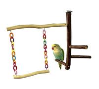 Bird Cage Perch - 30 cm Wooden Standing Swing, Natural Chewing Spiral Staircase Toy, Aviary Enrichment Accessory | Durable Parrot Ejercise Gym for Budgies Small Birds Living Room Home