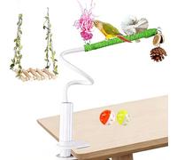 Bird Cage Perch, Bendable Desktop Swing with Clip, Adjustable Bird Stand Hummingbird, Canary, Lovebird, Cockatiel, Fun Perch for Living Room & Balcony, Interactive Swing for Birds