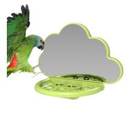 Bird Cage Perch, Cockatiel Parakeet Mirror, Feeding Cup Accessory, Parrot Toy Stand, Interactive Bird Entertainment Gear, Cage Supplies ABS Mirror Material, 18.5x14cm, For Healthy Play