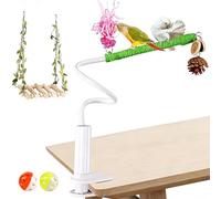Bird Cage Perch - Interactive Desktop Swing, Multi-Functional Portable Bird Toy Stand with Clip, Bendable Birds Stand Perch | For Canary Finch Cockatiel Lovebird Hummingbird Living Room Balcony