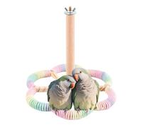 Bird Cage Perch, Rotating Stand, Wood, Cotton Interactive Hummingbird Enrichment Toy, Perches for Small to Medium Birds, Perfect for Parrots, Canaries, Parakeets, Lovebirds, 21x21x20cm