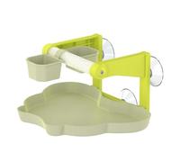 Bird Cage Perch - Suction Cup Feeding Stand with Bowl Tray For Parrots