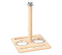 Bird Cage Perch - Wooden Stand with Feeding Bowl Cups, Parrot Perch Design, Food and Water Dish Feeder, Premium Cage Accessory for Cockatiel Conure Parakeet Indoor Pet Supplies