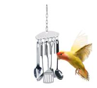 Bird Chew Toy for Parrot, Stainless Steel Parrot Toy, Parrot Bird Spoon Ring, Bird Chew Scoop Toys with Durable Stainless Steel Construction for Conures, Cockatoos, and Finches
