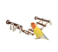 Bird Chew Toy Set, Wooden Climbing Hammock Perch for Beak Exercise, Stress Relief with Grip Training Function, Cage Enrichment for Budgerigar, Parrot Finch Cockatiel Macaw, Natural Wood Brown