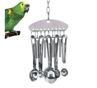 Bird Chew Toy, Stainless Steel Parrot Spoon Ring Toy, Gnawing Scoops for Conures, Finches, Cockatoos, Budgies, and Lovebirds, 12.99x4.13 Inches or 10.63x4.13 Inches