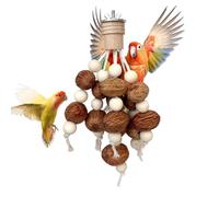 Bird Chew Toys, Parakeet Cockatiel Teeth Grinding Enrichment Set for Beak Conditioning, Stress Relief Function with Safe Interactive Play, Natural Wood Fiber Toys for Macaw Conure Parrot Pet Training