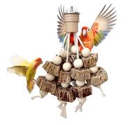 Bird Chew Toys, Parakeet Cockatiel Teeth Grinding Enrichment Set for Beak Conditioning, Stress Relief Function with Safe Interactive Play, Natural Wood Fiber Toys for Macaw Conure Parrot Pet Training