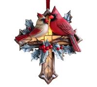 Bird Christmas Ornaments*1 | 2D Acrylic Home Decoration | Cross and Red Bird Christmas Tree Hangable Decorations | for Workplace Living Room Kitchen Entryway Apartment Gathering