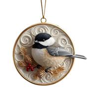 Bird Christmas Ornaments - 2D Colorful Acrylic Round Tree Decor, Double-Sided Stained Glass Style Bid Pendant, Hanging Window Suncatcher & Car Mirror Charm | Gift For Bird Lovers