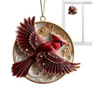Bird Christmas Ornaments - 2D Colorful Acrylic Round Tree Decor, Double-Sided Stained Glass Style Bid Pendant, Hanging Window Suncatcher & Car Mirror Charm | Gift For Bird Lovers