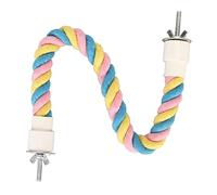 Bird Cotton Cord Perch Ladder Stand, Macaron Color Parrot Climbing Rope Toy (Pink Yellow Blue), Made of Cotton Rope and Metal with Bendable Wire for Stable Support (S)