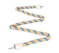 Bird Cotton Cord Perch Ladder Stand, Macaron Color Parrot Climbing Rope Toy (Pink Yellow Blue), Made of Cotton Rope and Metal with Bendable Wire for Stable Support (XL)