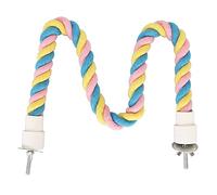 Bird Cotton Cord Perch Ladder Stand, Macaron Color Parrot Climbing Rope Toy (Pink Yellow Blue), Made of Cotton Rope and Metal with Bendable Wire for Stable Support (M)